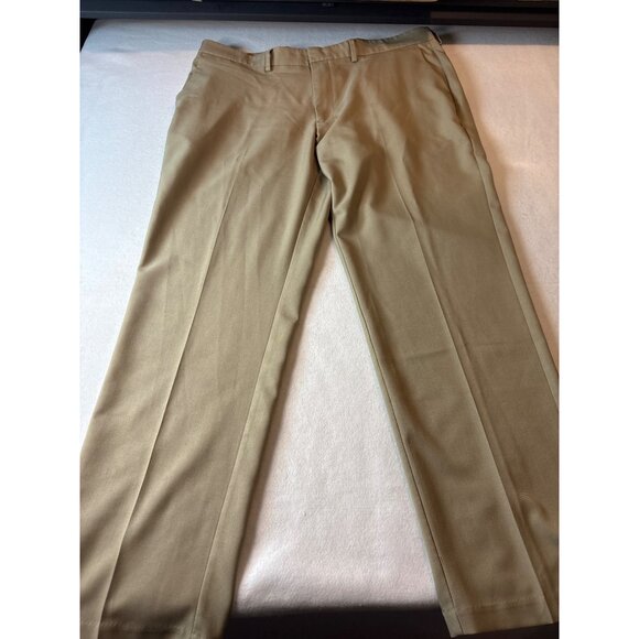 Haggar in Motion Mens Khaki Flat-Front Dress Pants 40x32 - Picture 2 of 12
